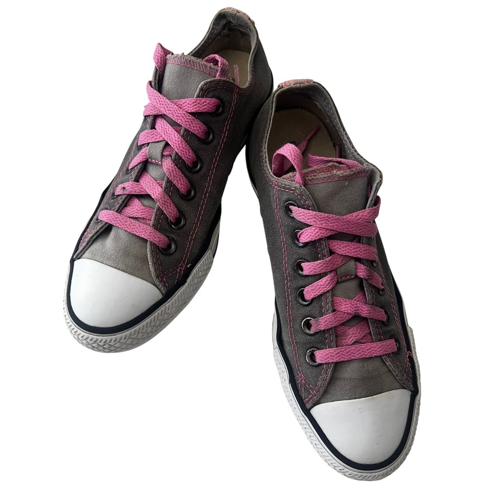 Converse Chuck Taylor All Star Low‎ Top Sneakers Gray Pink Laces Womens Size 7